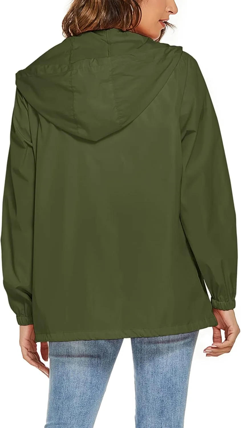 Avoogue Womens Waterproof Raincoat Lightweight Breathable Rain Jacket Hooded Rain Coat Outdoor Active Windbreaker with Pocket
