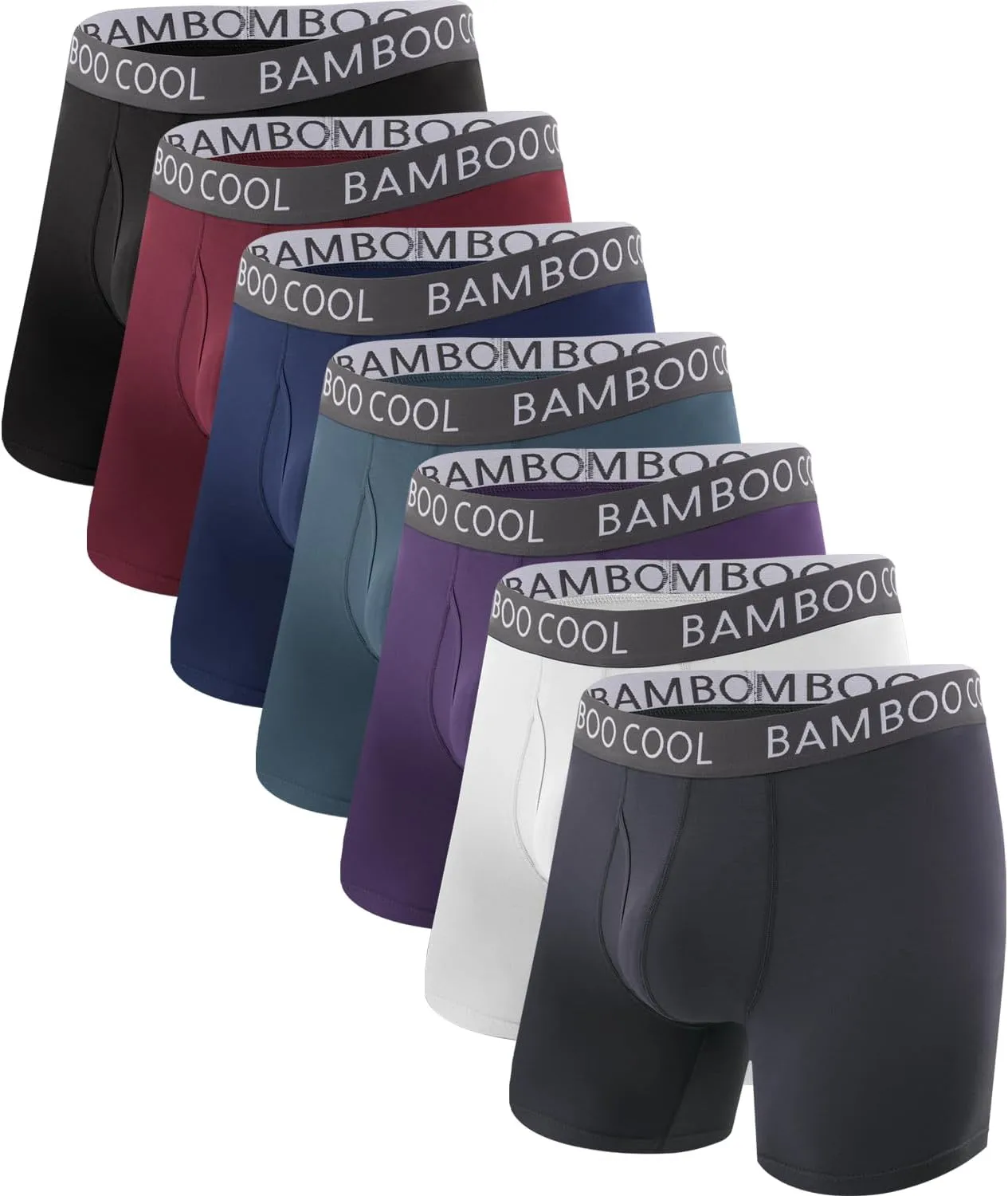 BAMBOO COOL Men's Ultra ComfortSoft Underwear, Moisture Wicking & Breathable No Ride Up Boxer Briefs with Fly, Multipack