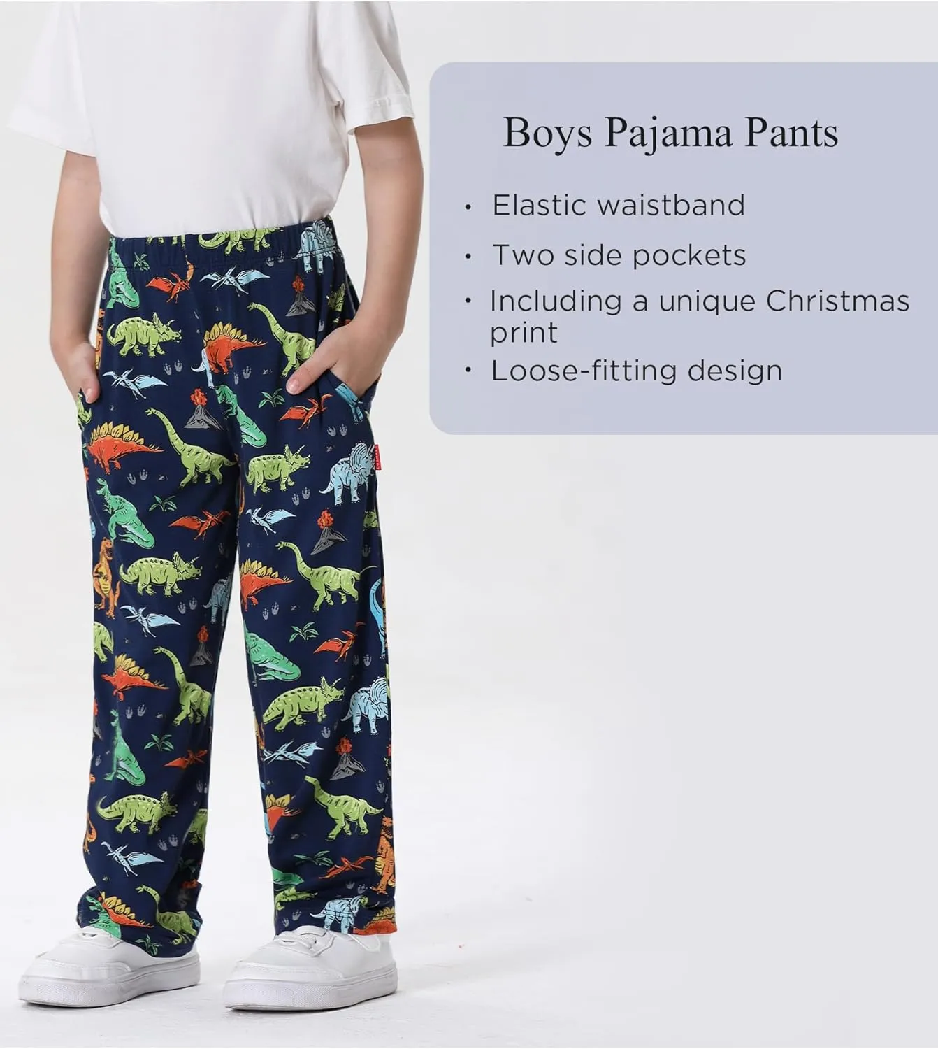 Bamboo Viscose Toddler Boys Wide Leg Pajama Pants Elastic Waist Pajama Bottom with Pockets