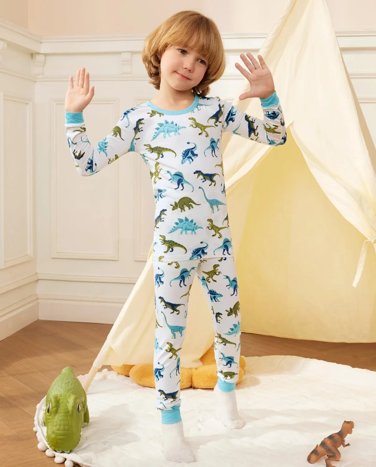 Bamboo Viscose Toddler Pajamas Boys Girls Baby Animal Pjs Sets 12M-8Y Kids 2pcs Long-Sleeve Snug fit Sleepwear
