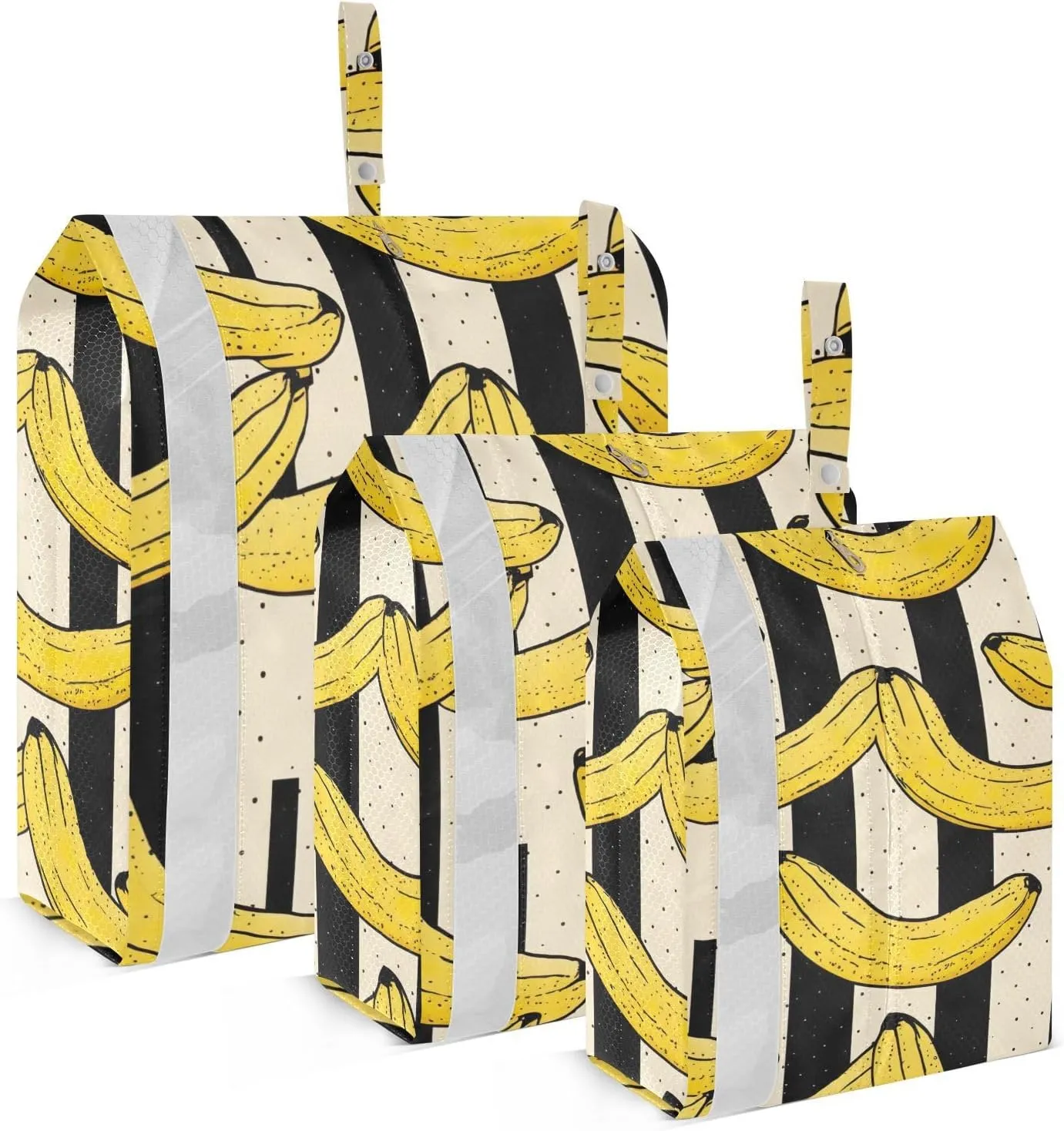 Bananas Stripes Packing Cubes for Suitcases 3 Set Compression Lightweight Luggage Packing Organizers for Carry on Suitcase Travel Essentials Luggage Organizer Bags Set