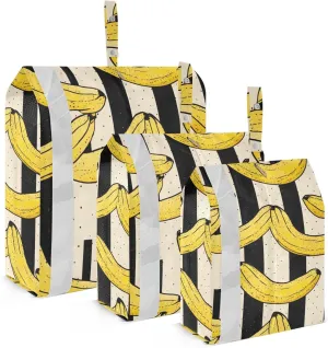 Bananas Stripes Packing Cubes for Suitcases 3 Set Compression Lightweight Luggage Packing Organizers for Carry on Suitcase Travel Essentials Luggage Organizer Bags Set