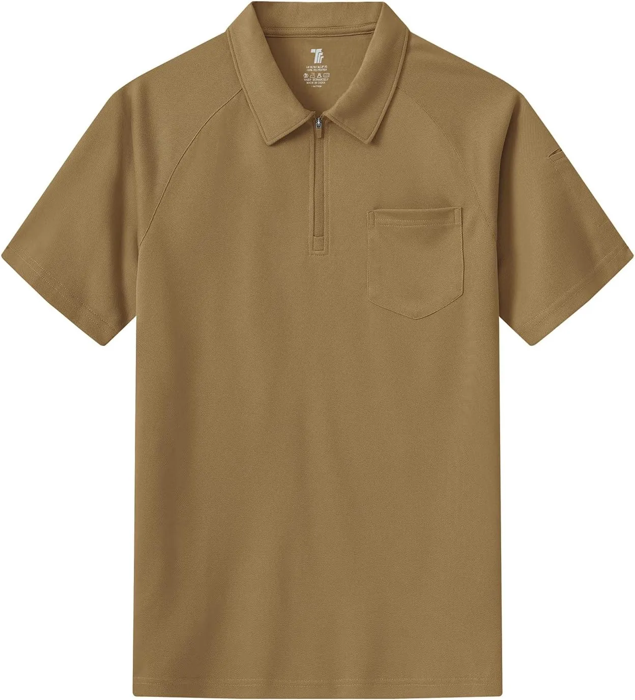 BASUDAM Men's Zippered Polo Shirts with Pocket Quick Dry Short Sleeve Active Performance