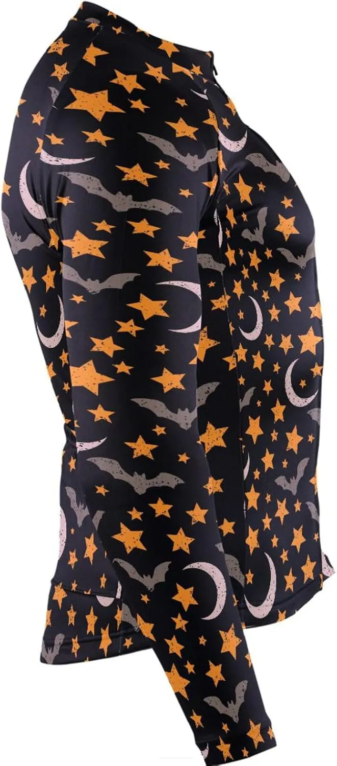 Bats Stars Moon Men's Cycling Jersey Moisture Wicking and Breathable Quick Dry with 3 Rear Pockets