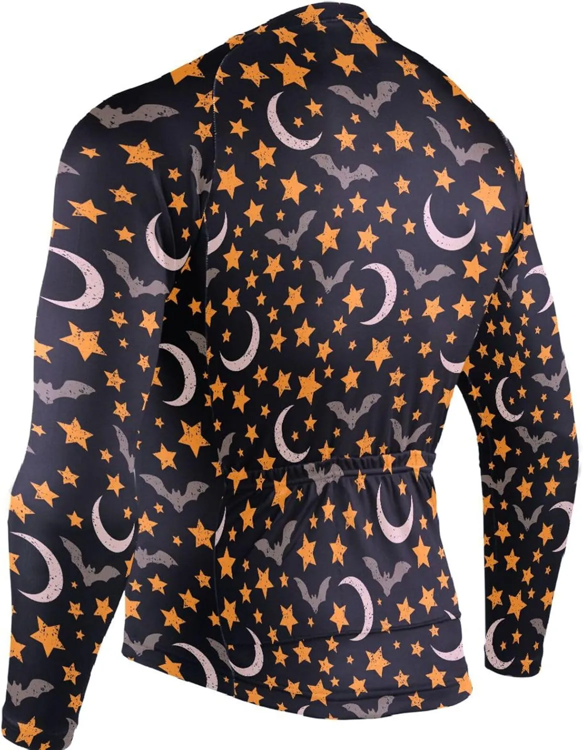 Bats Stars Moon Men's Cycling Jersey Moisture Wicking and Breathable Quick Dry with 3 Rear Pockets
