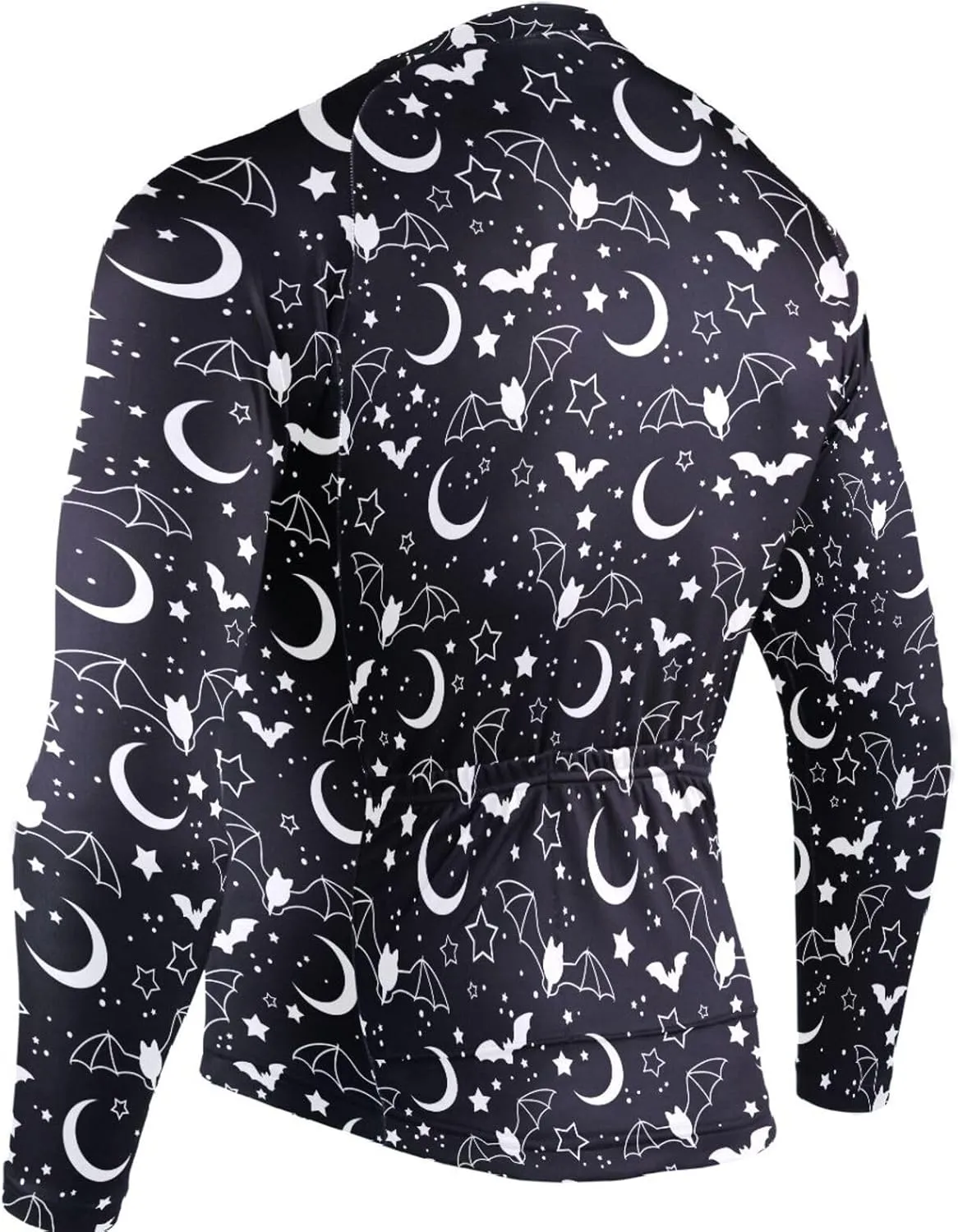 Bats Stars Moon Men's Cycling Jersey Moisture Wicking and Breathable Quick Dry with 3 Rear Pockets