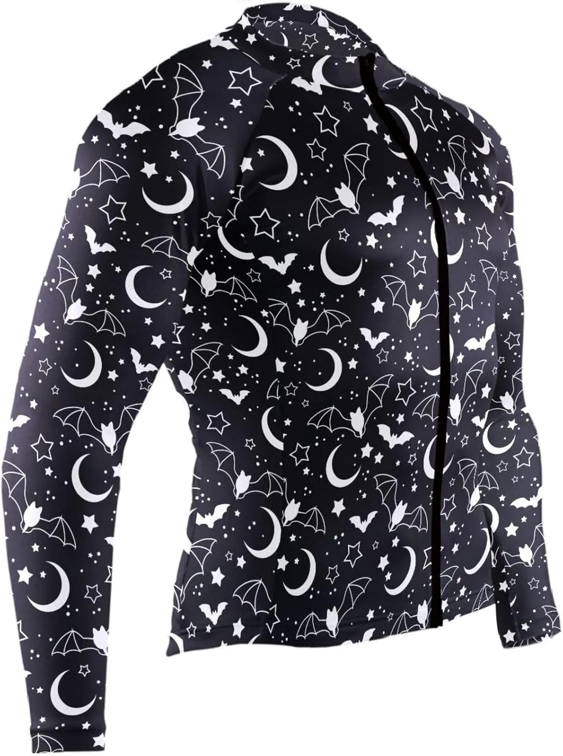 Bats Stars Moon Men's Cycling Jersey Moisture Wicking and Breathable Quick Dry with 3 Rear Pockets