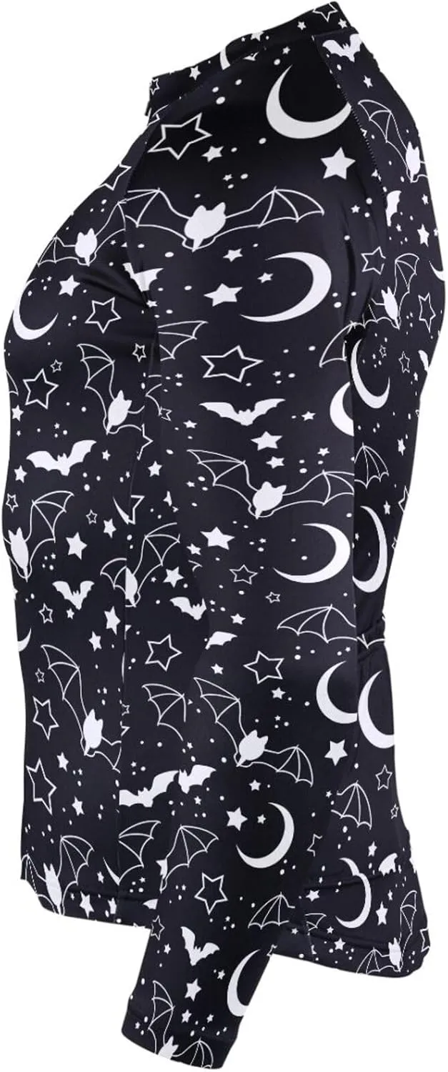 Bats Stars Moon Men's Cycling Jersey Moisture Wicking and Breathable Quick Dry with 3 Rear Pockets
