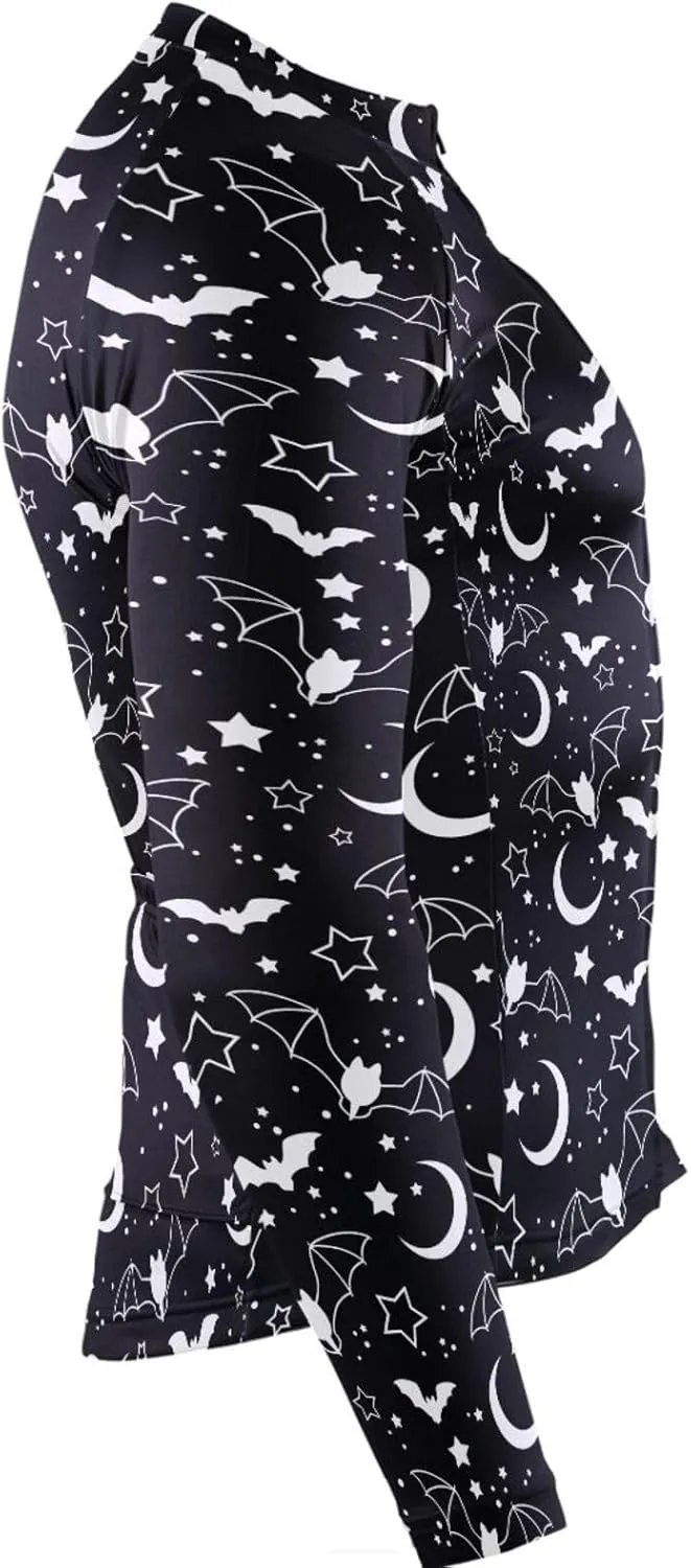 Bats Stars Moon Men's Cycling Jersey Moisture Wicking and Breathable Quick Dry with 3 Rear Pockets