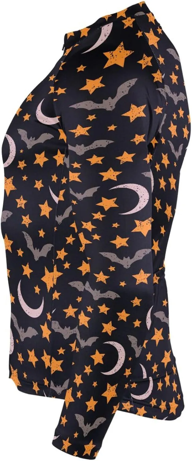 Bats Stars Moon Men's Cycling Jersey Moisture Wicking and Breathable Quick Dry with 3 Rear Pockets