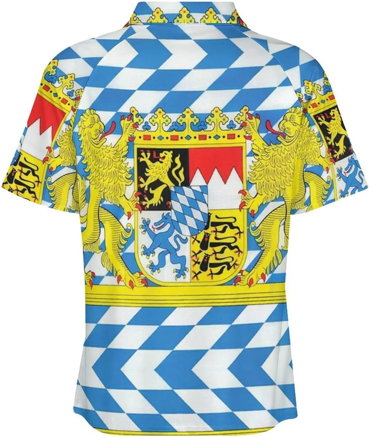 Bavaria Bavarian Flag Men's Short Sleeve Shirts Golf T-Shirt Tennis Sportswear Casual Tops Zip-up Pullover