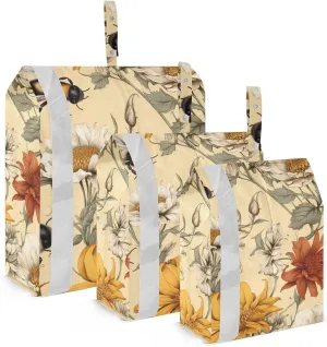 Bees Flowers Leaves Packing Cubes for Suitcases 3 Set Compression Lightweight Luggage Packing Organizers for Carry on Suitcase Travel Accessories Luggage Organizer Bags Set