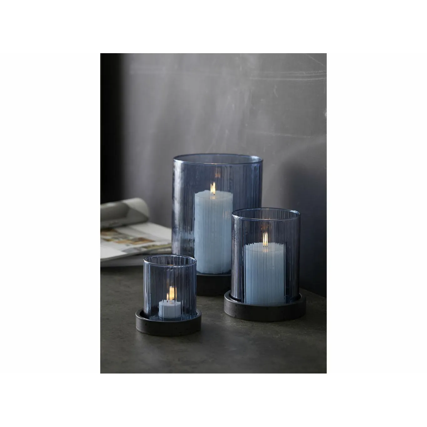 Bitz Hurricane With Led Candle 24 Cm, Blue