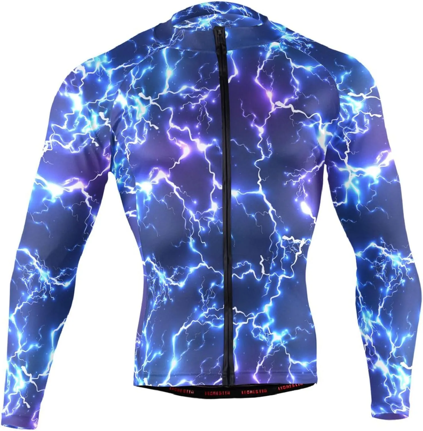 Blue Lightning Men's Cycling Jersey Moisture Wicking and Breathable Quick Dry with 3 Rear Pockets
