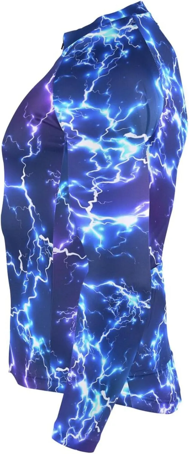 Blue Lightning Men's Cycling Jersey Moisture Wicking and Breathable Quick Dry with 3 Rear Pockets