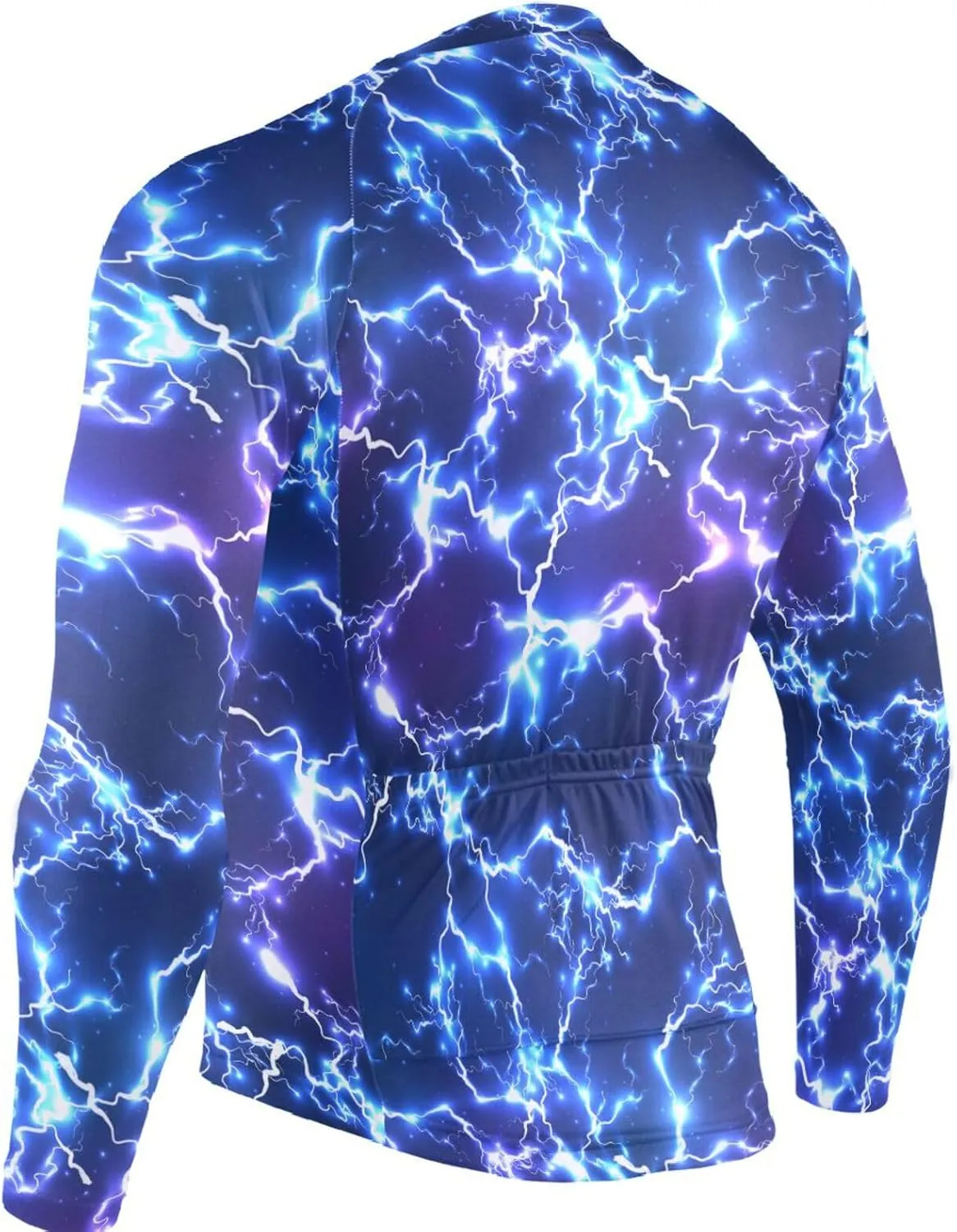 Blue Lightning Men's Cycling Jersey Moisture Wicking and Breathable Quick Dry with 3 Rear Pockets