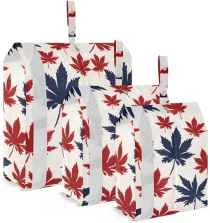 Blue Red Leaves Packing Cubes for Suitcases 3 Set Lightweight Compression Luggage Packing Organizers for Carry on Suitcase Travel Accessories Luggage Organizer Bags Set