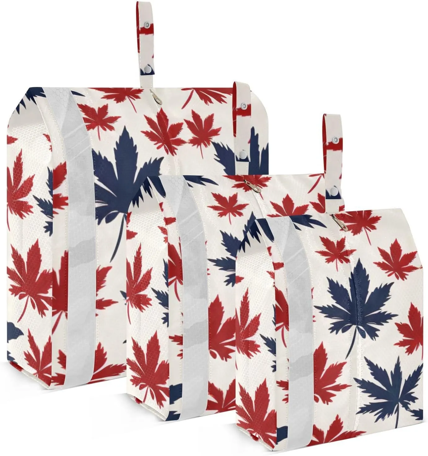 Blue Red Leaves Packing Cubes for Suitcases 3 Set Lightweight Compression Luggage Packing Organizers for Carry on Suitcase Travel Accessories Luggage Organizer Bags Set