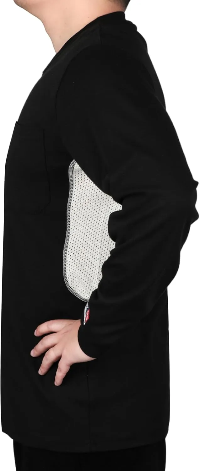 BOCOMAL FR Shirts Summer Vented Mesh Breathable Henley Shirt 5.5oz Flame Resistant CAT2 Work Clothing