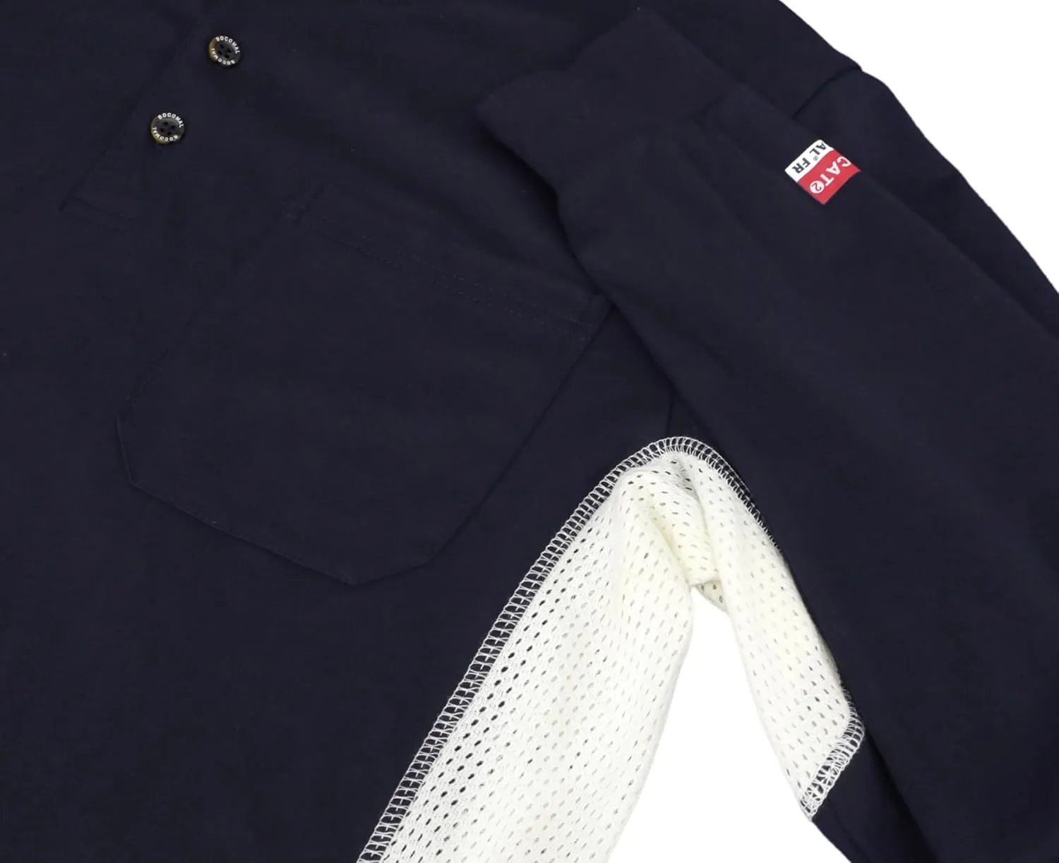 BOCOMAL FR Shirts Summer Vented Mesh Breathable Henley Shirt 5.5oz Flame Resistant CAT2 Work Clothing