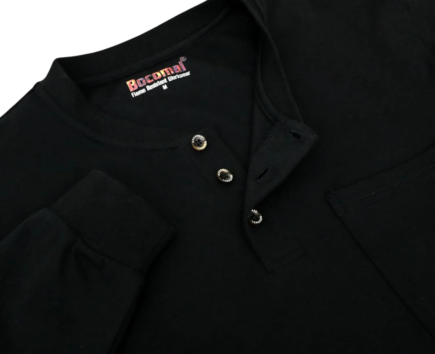 BOCOMAL FR Shirts Summer Vented Mesh Breathable Henley Shirt 5.5oz Flame Resistant CAT2 Work Clothing