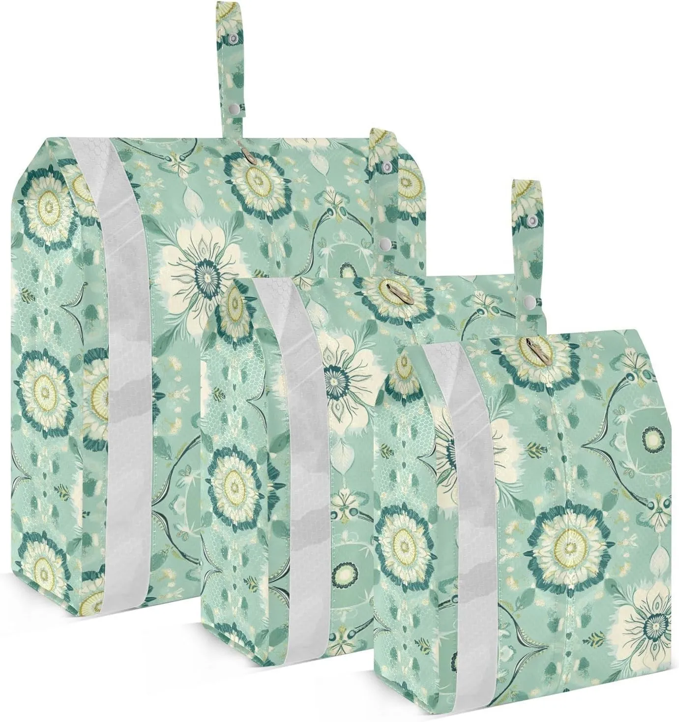 Bohemian Flowers Mandala Pattern 3 Set Packing Travel Organizer Collapsible Garment Bag Closet Storage Bag For Travel Storage And Organization