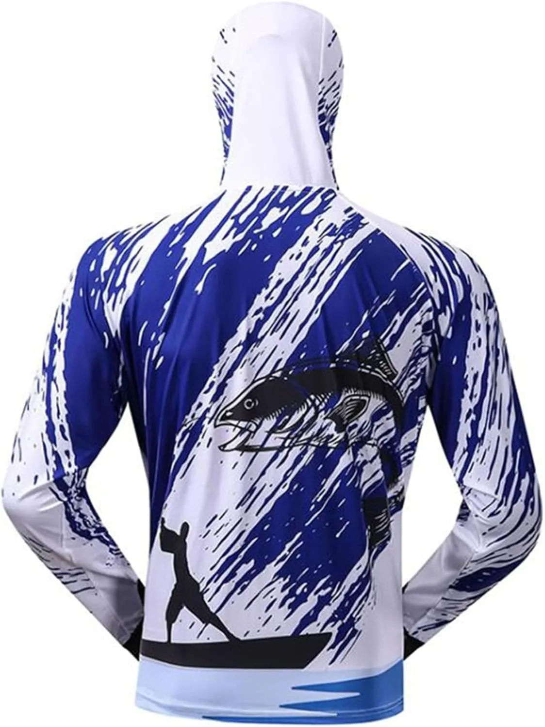 Bopchk Fishing Hoodie with Mask Anti-UV Sunscreen Sun Protection Clothes Fishing Shirt Breathable Quick Dry Fishing Jersey