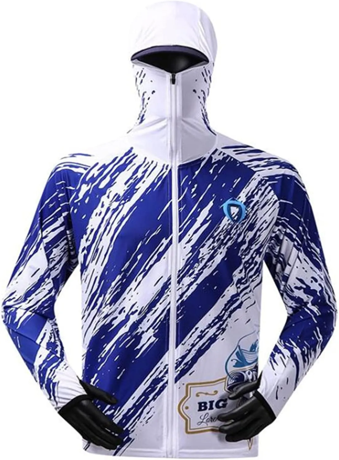 Bopchk Fishing Hoodie with Mask Anti-UV Sunscreen Sun Protection Clothes Fishing Shirt Breathable Quick Dry Fishing Jersey