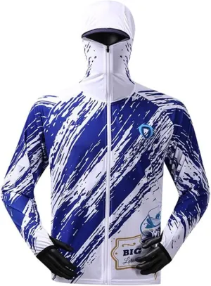 Bopchk Fishing Hoodie with Mask Anti-UV Sunscreen Sun Protection Clothes Fishing Shirt Breathable Quick Dry Fishing Jersey