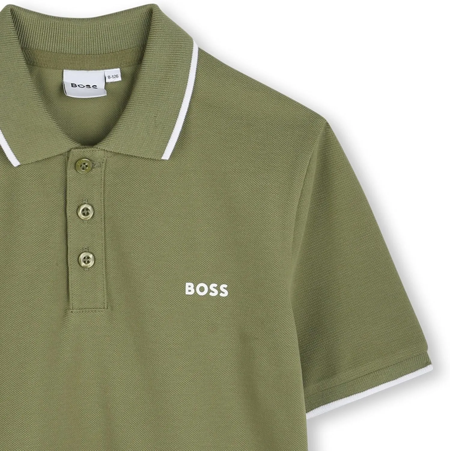 BOSS Boys Short Sleeve Knit Polo Shirt, Soft and Breathable, School Uniform with Striped Collar
