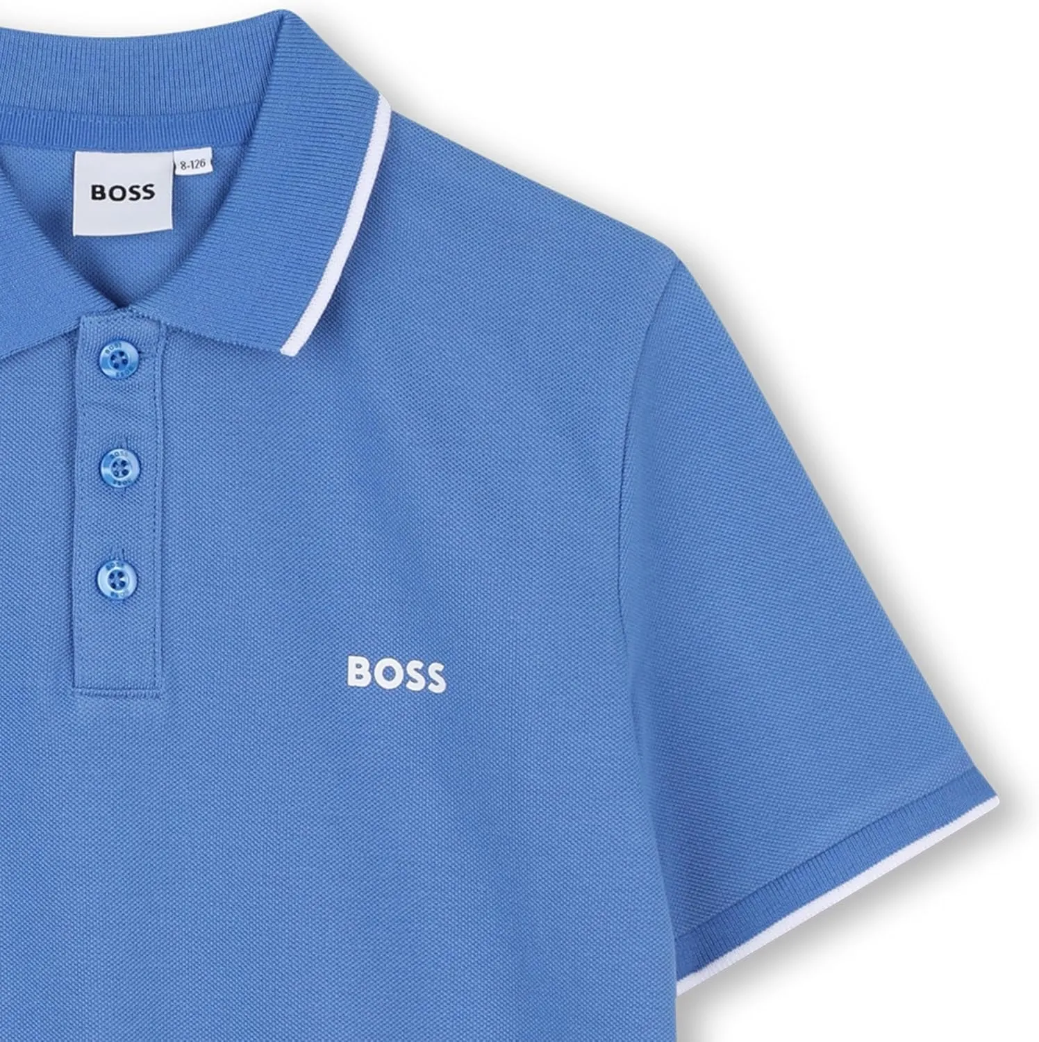 BOSS Boys Short Sleeve Knit Polo Shirt, Soft and Breathable, School Uniform with Striped Collar
