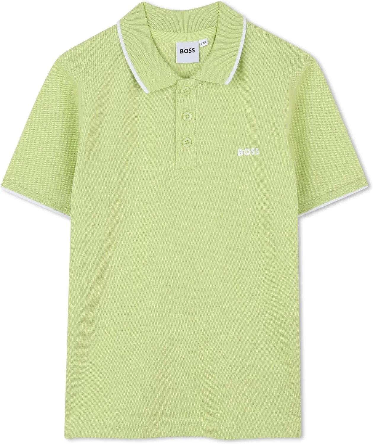 BOSS Boys Short Sleeve Knit Polo Shirt, Soft and Breathable, School Uniform with Striped Collar