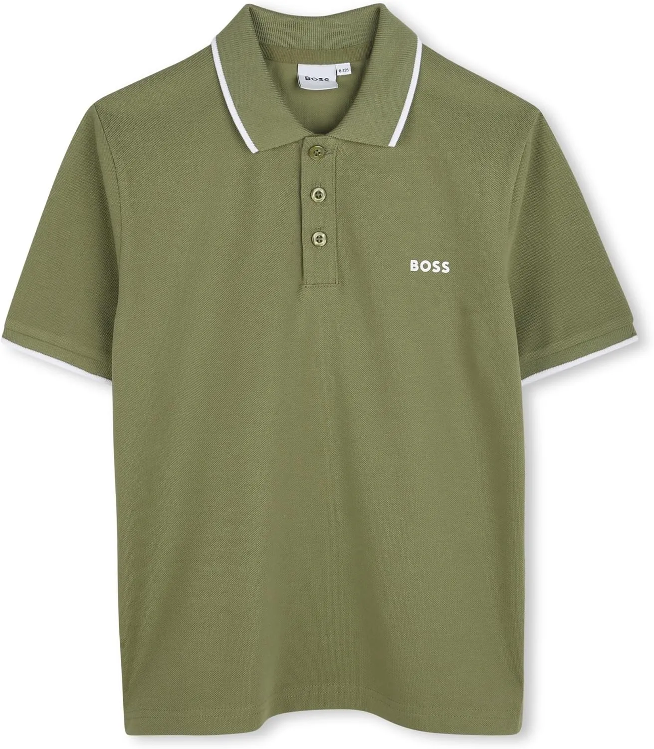 BOSS Boys Short Sleeve Knit Polo Shirt, Soft and Breathable, School Uniform with Striped Collar