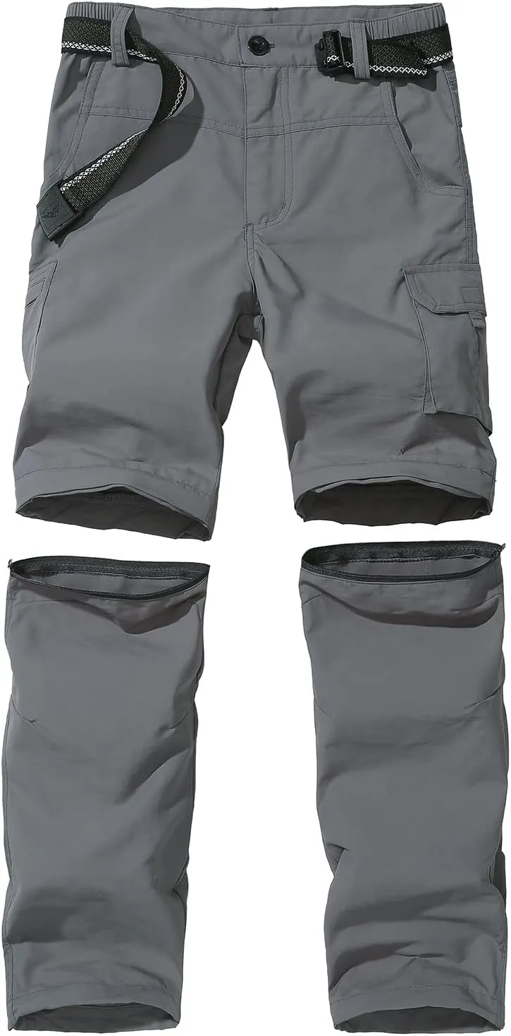 Boys Convertible Hiking Pants Lightweight Quick Dry Zip Off Pants for Kids Youth Outdoor UPF 50  Casual Cargo Trousers