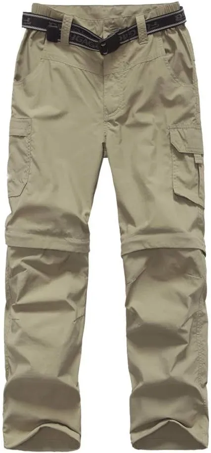 Boys Convertible Hiking Pants Lightweight Quick Dry Zip Off Pants for Kids Youth Outdoor UPF 50  Casual Cargo Trousers