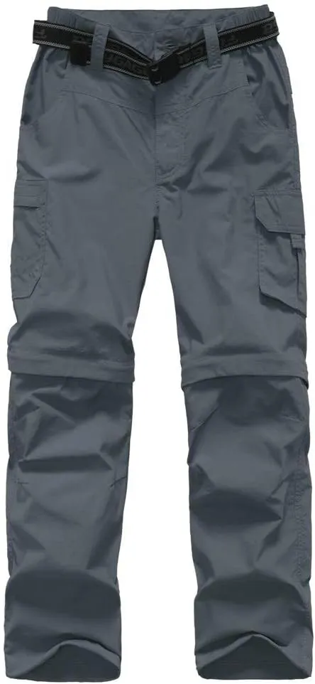 Boys Convertible Hiking Pants Lightweight Quick Dry Zip Off Pants for Kids Youth Outdoor UPF 50  Casual Cargo Trousers