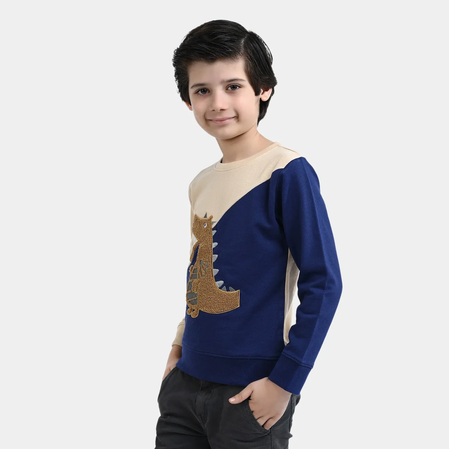 Boys Cotton Sweatshirt Dino-Navy Blue
