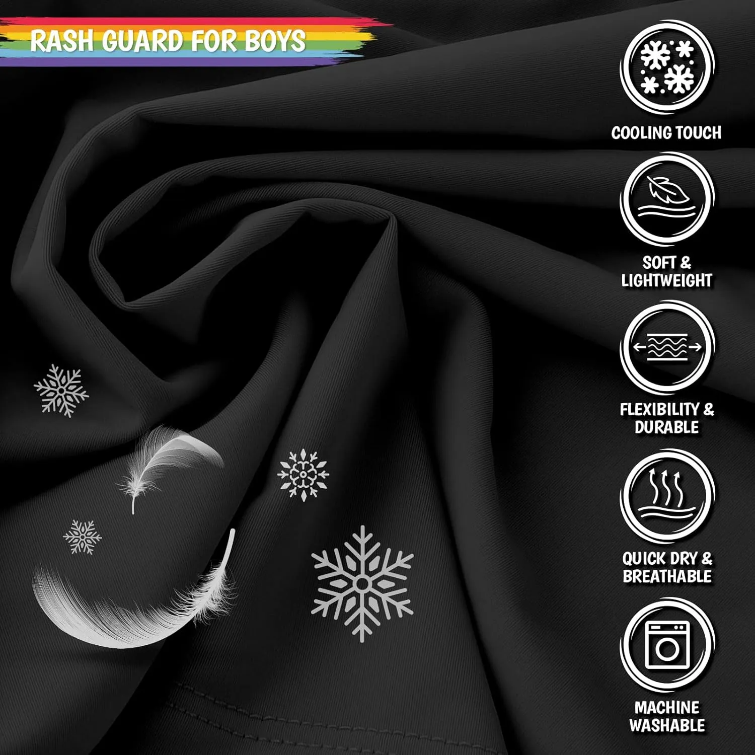 Boys Rash Guard Swim Shirts Long Sleeve UPF 50  Swimwear Youth Kids Sun Protection SPF Water Surfing Shirts Quick Dry