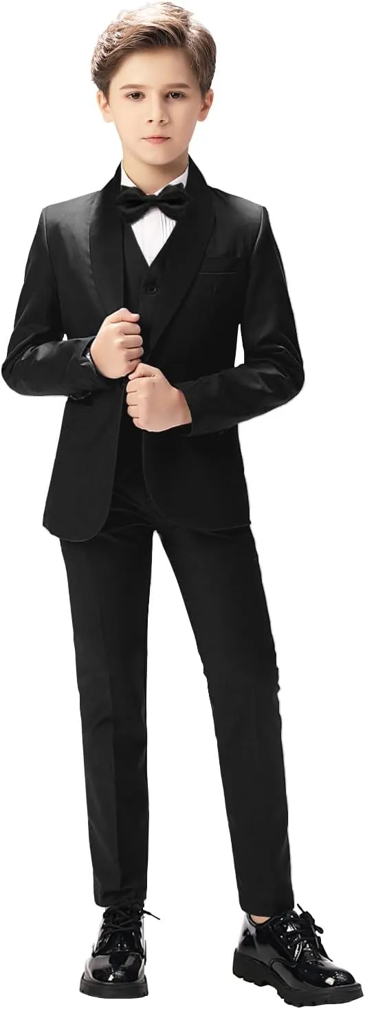 Boys Suit for Toddler Tuxedo Kids Formal Suits Set 5 Pieces Wedding Outfit