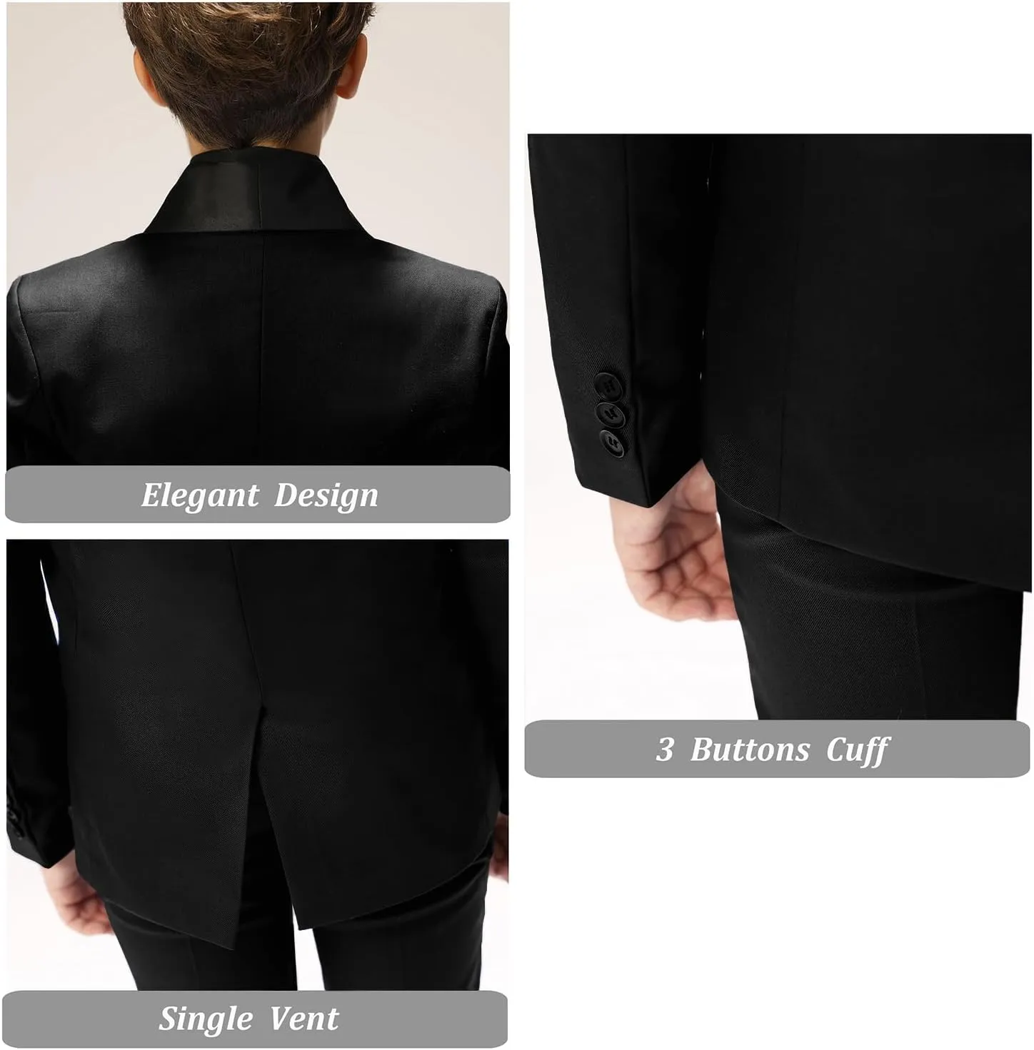 Boys Suit for Toddler Tuxedo Kids Formal Suits Set 5 Pieces Wedding Outfit