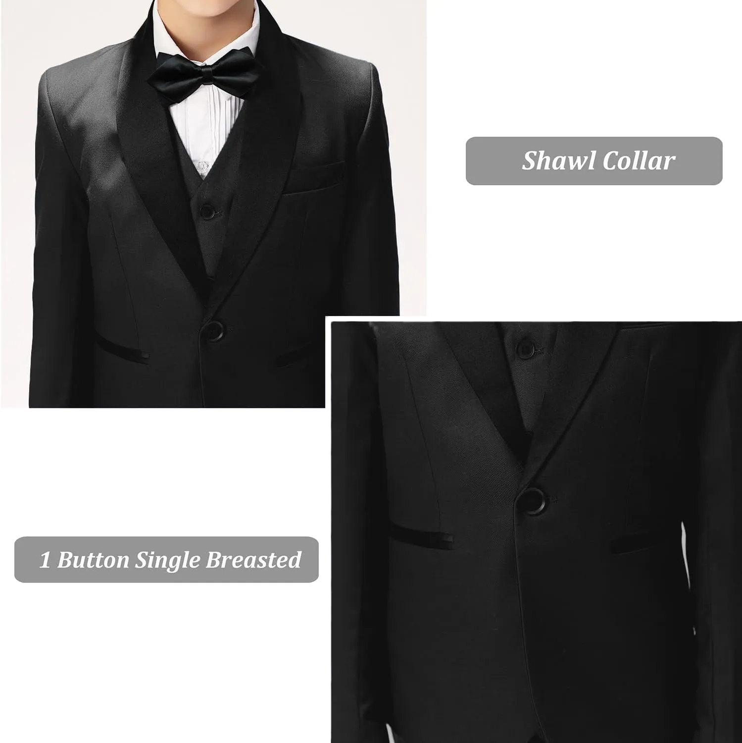 Boys Suit for Toddler Tuxedo Kids Formal Suits Set 5 Pieces Wedding Outfit
