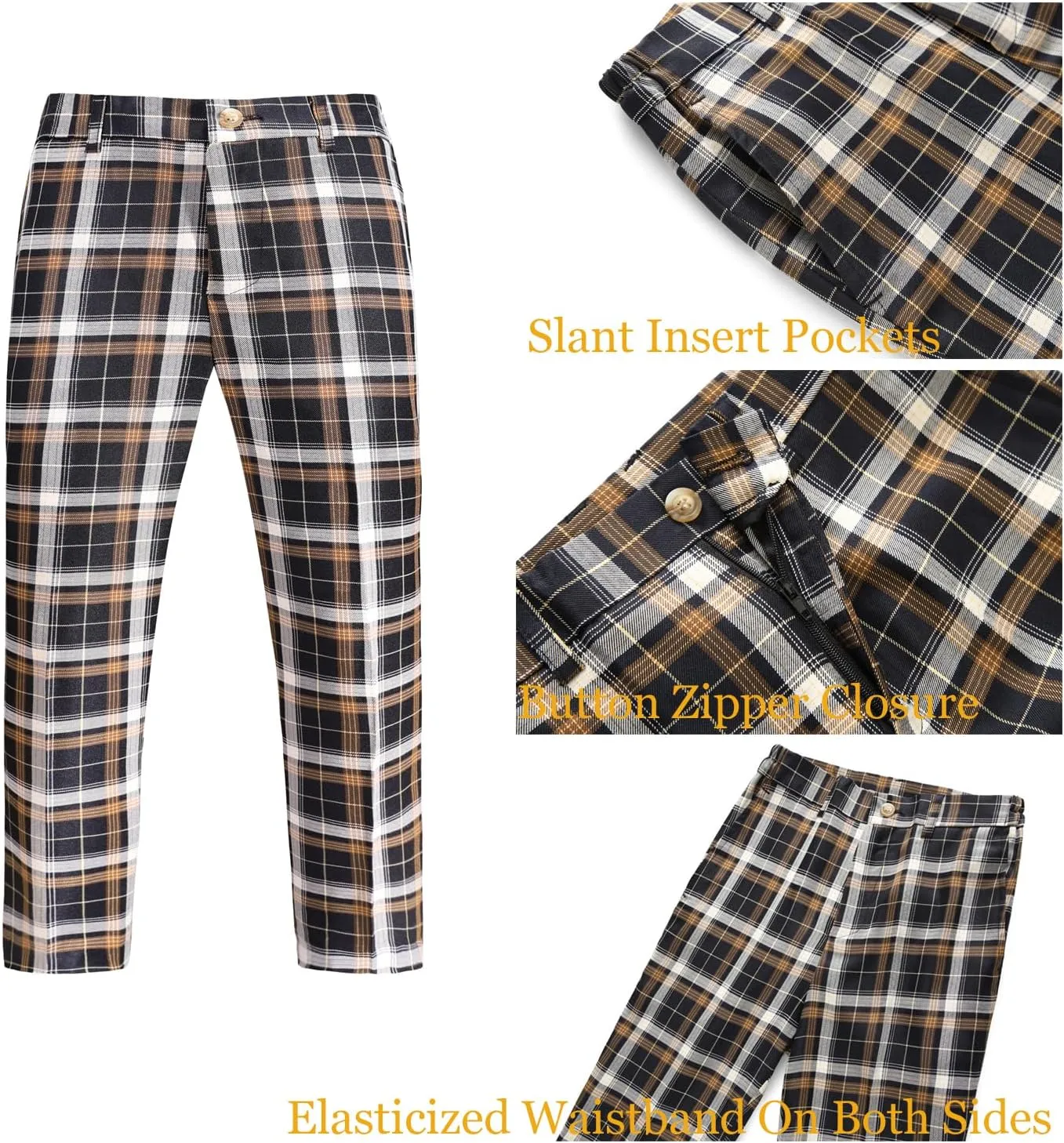 Boys Tuxedo Suit Dress 3 Piece Plaid Clothes Graduation Wedding Formal Outfit Kids Suits for Teenage Boys