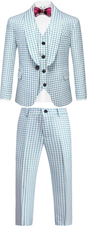 Boys Tuxedo Suit Dress 3 Piece Plaid Clothes Graduation Wedding Formal Outfit Kids Suits for Teenage Boys