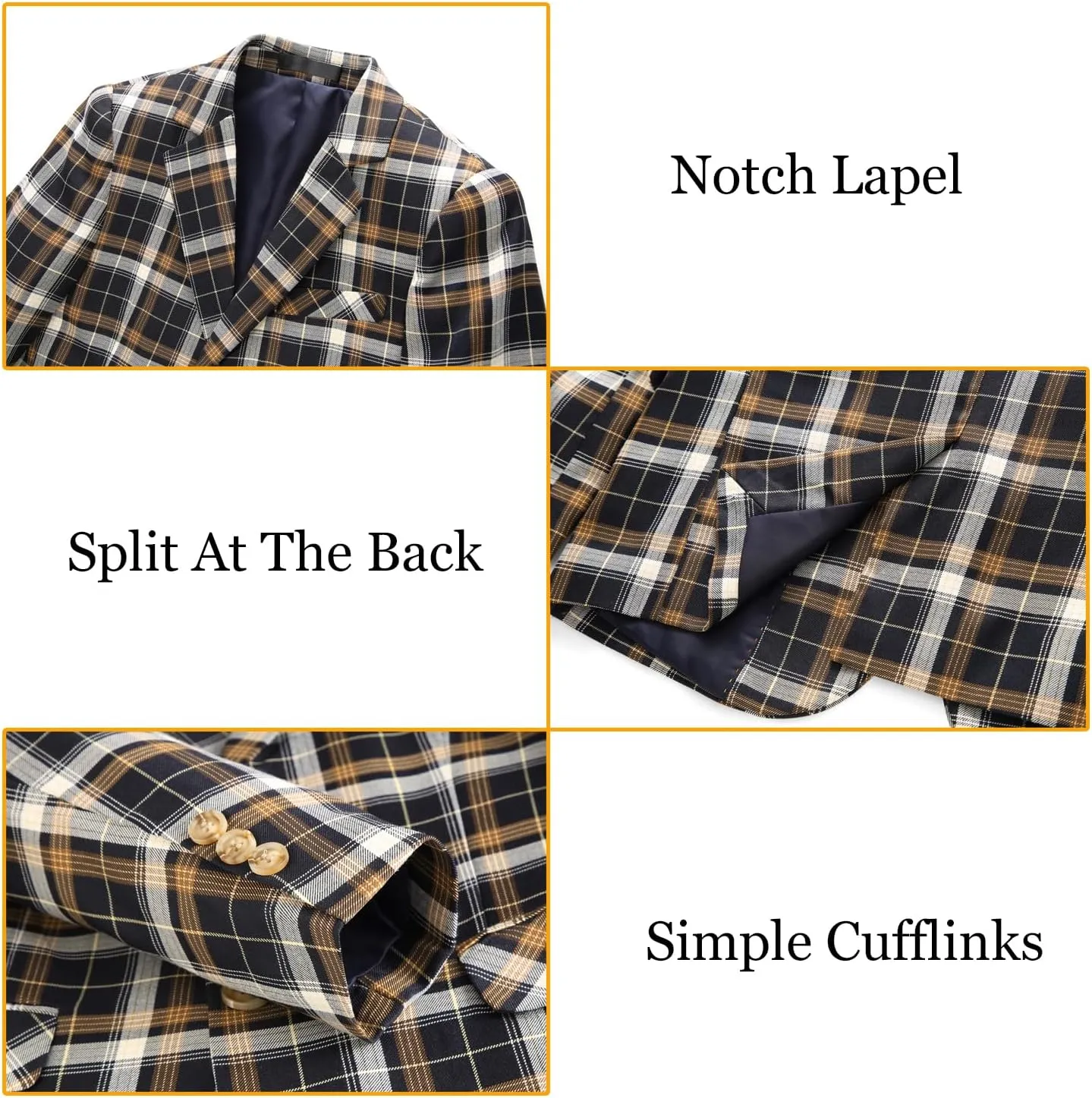 Boys Tuxedo Suit Dress 3 Piece Plaid Clothes Graduation Wedding Formal Outfit Kids Suits for Teenage Boys