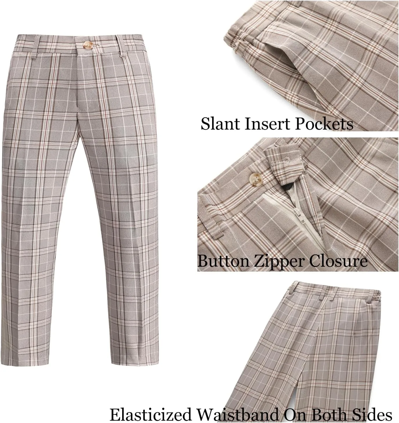 Boys Tuxedo Suit Dress 3 Piece Plaid Clothes Graduation Wedding Formal Outfit Kids Suits for Teenage Boys