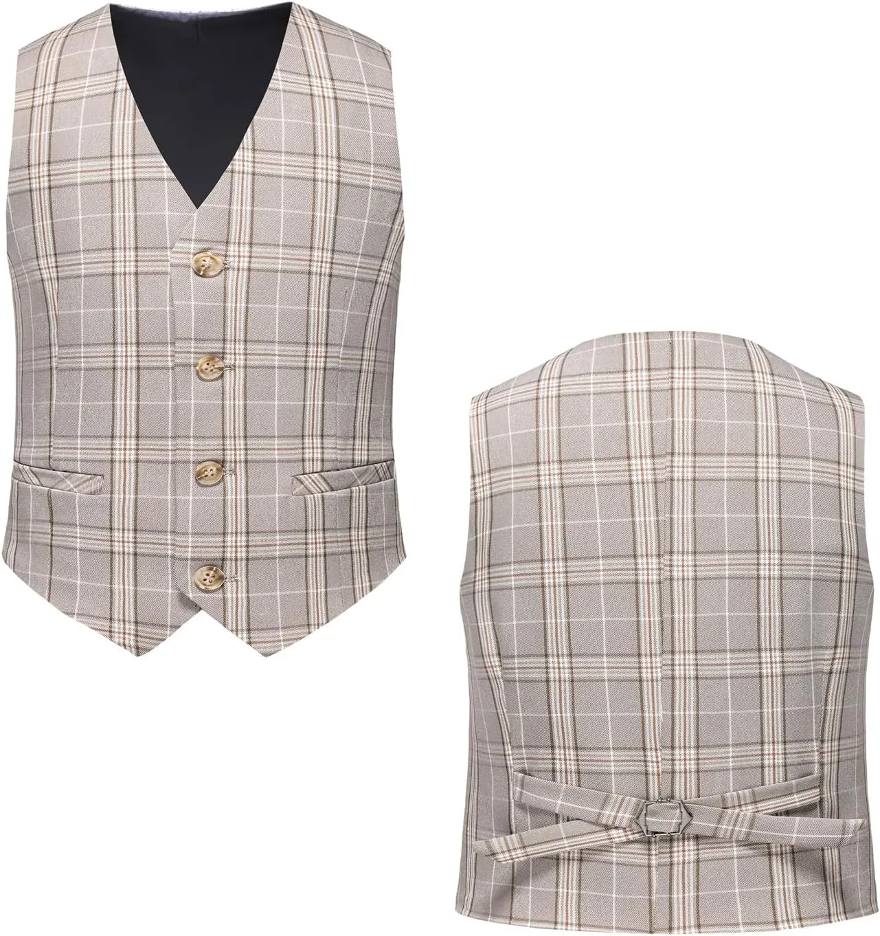 Boys Tuxedo Suit Dress 3 Piece Plaid Clothes Graduation Wedding Formal Outfit Kids Suits for Teenage Boys
