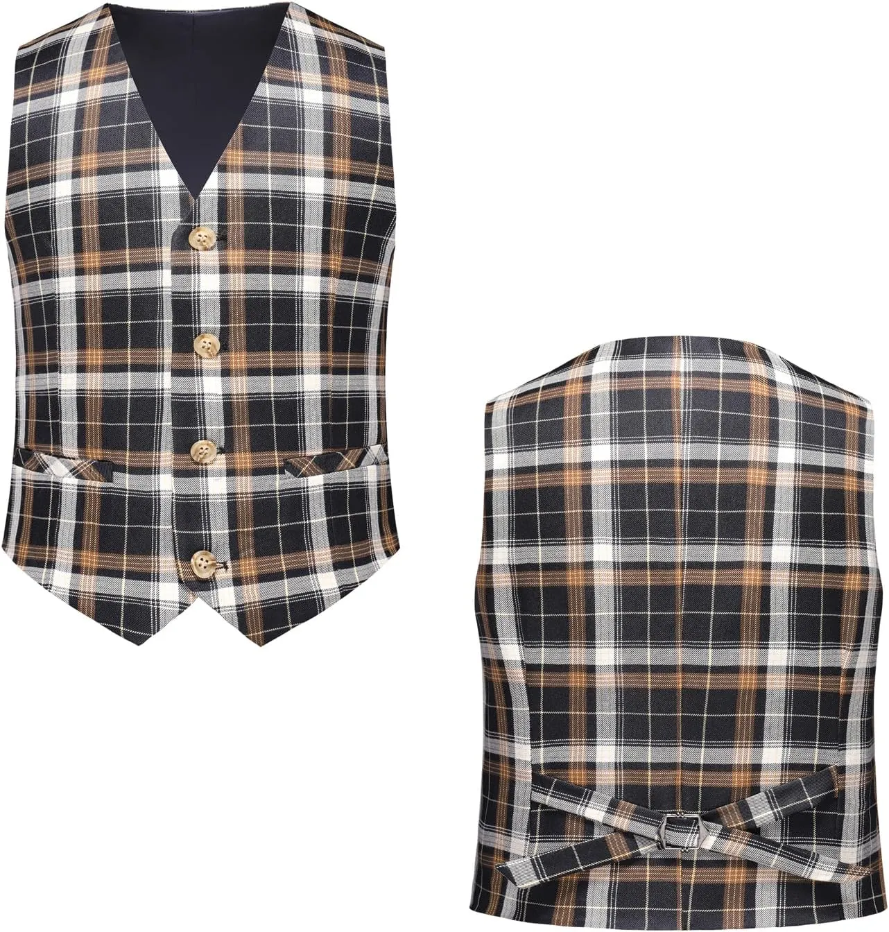 Boys Tuxedo Suit Dress 3 Piece Plaid Clothes Graduation Wedding Formal Outfit Kids Suits for Teenage Boys