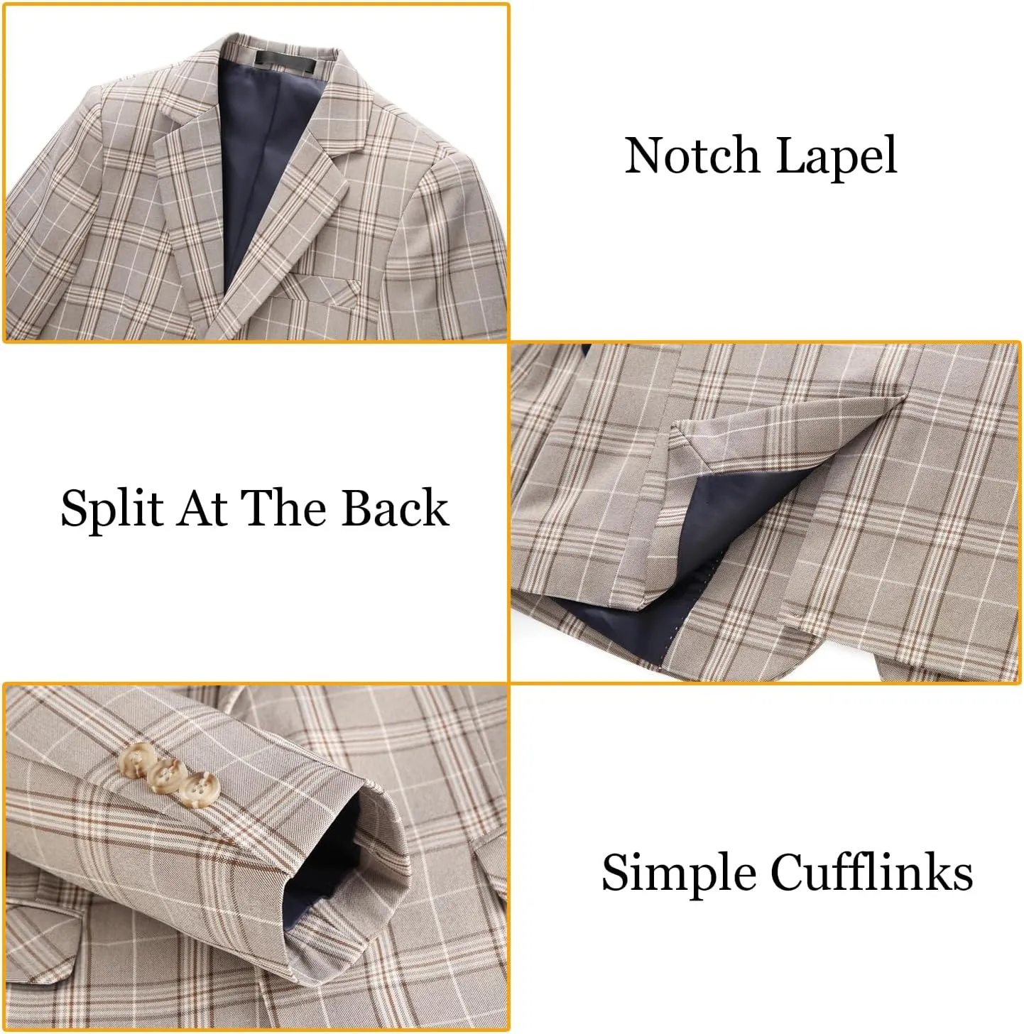 Boys Tuxedo Suit Dress 3 Piece Plaid Clothes Graduation Wedding Formal Outfit Kids Suits for Teenage Boys