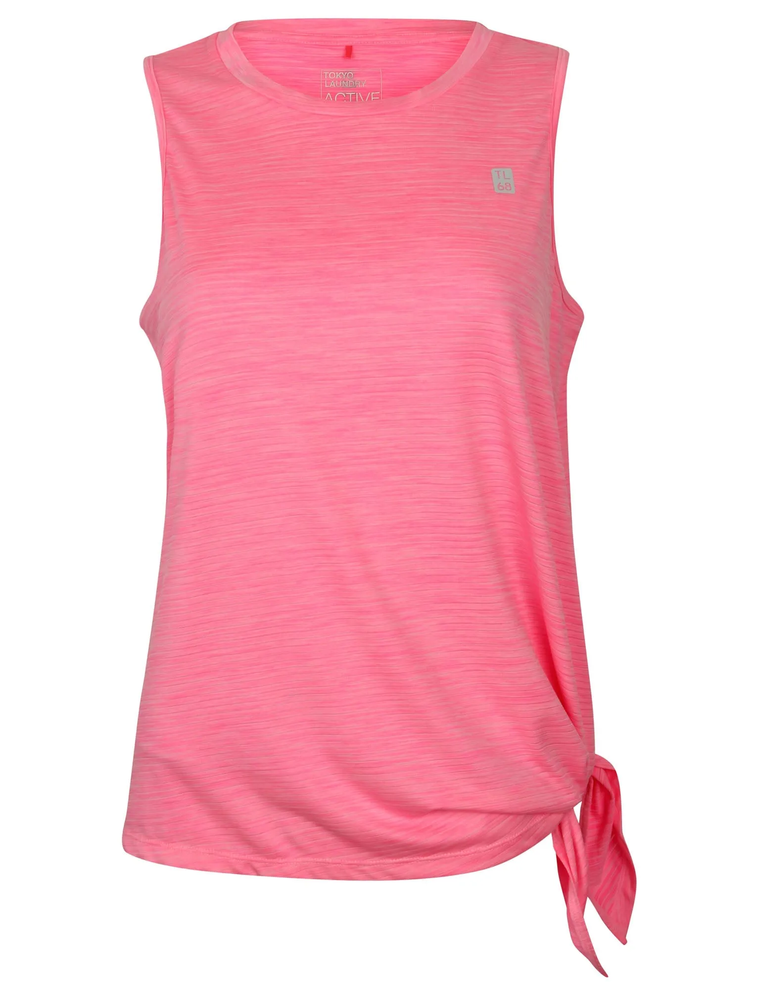 Briella Tie Side Sleeveless Vest Top in Neon Pink Marl - Tokyo Laundry Active