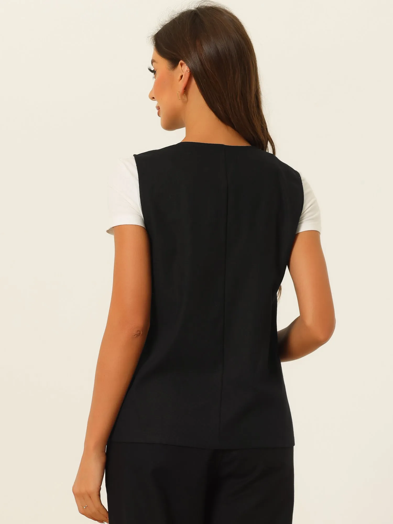 Button Down Vest Linen Sleeveless V Neck Summer Waistcoat